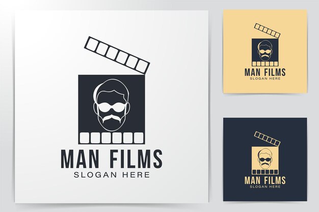 男映画監督のロゴのアイデア。インスピレーションのロゴデザイン。テンプレートベクトルイラスト。白い背景に分離