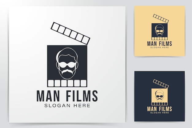 Man films director logo Ideas. Inspiration logo design. Template Vector Illustration. Isolated On White Background