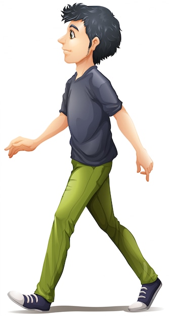 A man in grey shirt walking