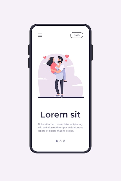 Мужчина держит на руках любимую подругу. Межрасовые знакомства люди плоские векторные иллюстрации. Любовь, отношения, концепция многонациональной пары для баннера, дизайна веб-сайта или целевой веб-страницы