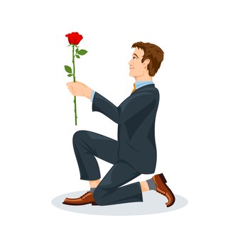 花の花束を持つ男のバレンタインイラスト 無料のベクター 花の花束を持つ男のバレンタインイラスト 無料のベクター