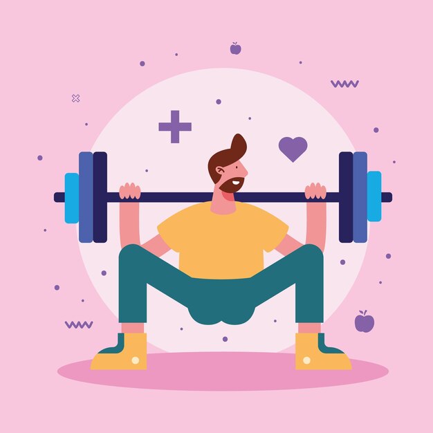 Free vector man lifting weight