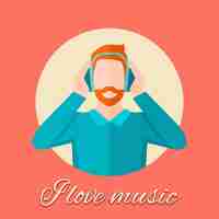 Free vector man listening music