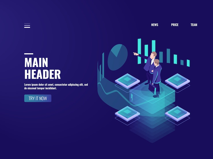 Free Vector man look graphic chart, business analytics concept, big data processing icon