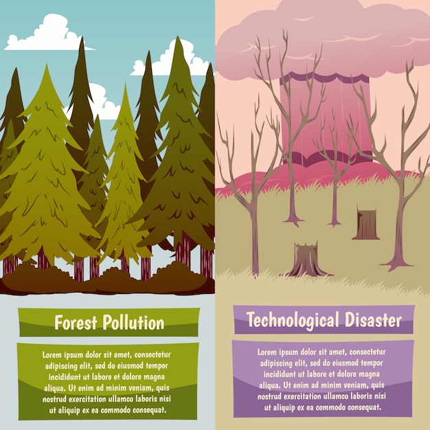 Man made disasters orthogonal banners