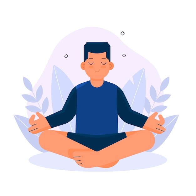 Free vector man meditating concept