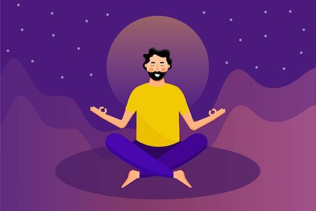 Free vector man meditating concept