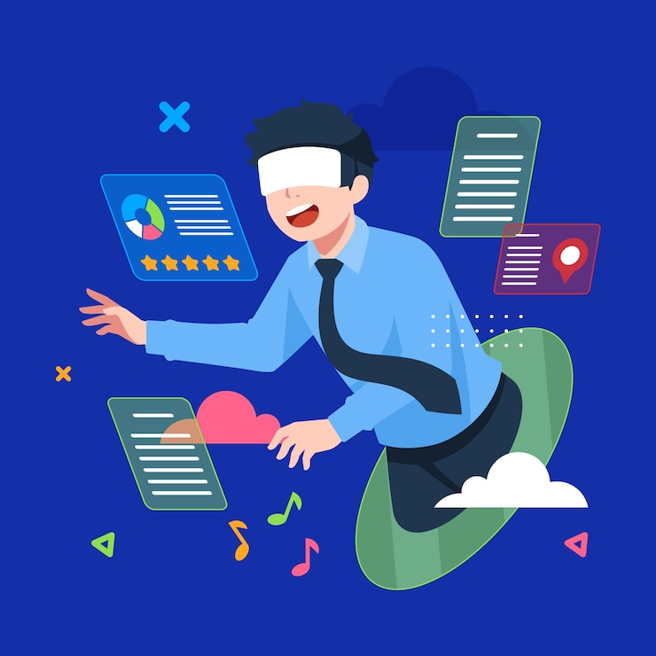 Free Vector man in metaverse illustration