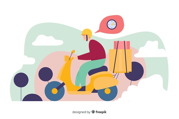 Man on motor scooter thinking at the time landing page