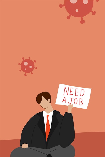 Free vector man needs a job unemployment due to coronavirus vector