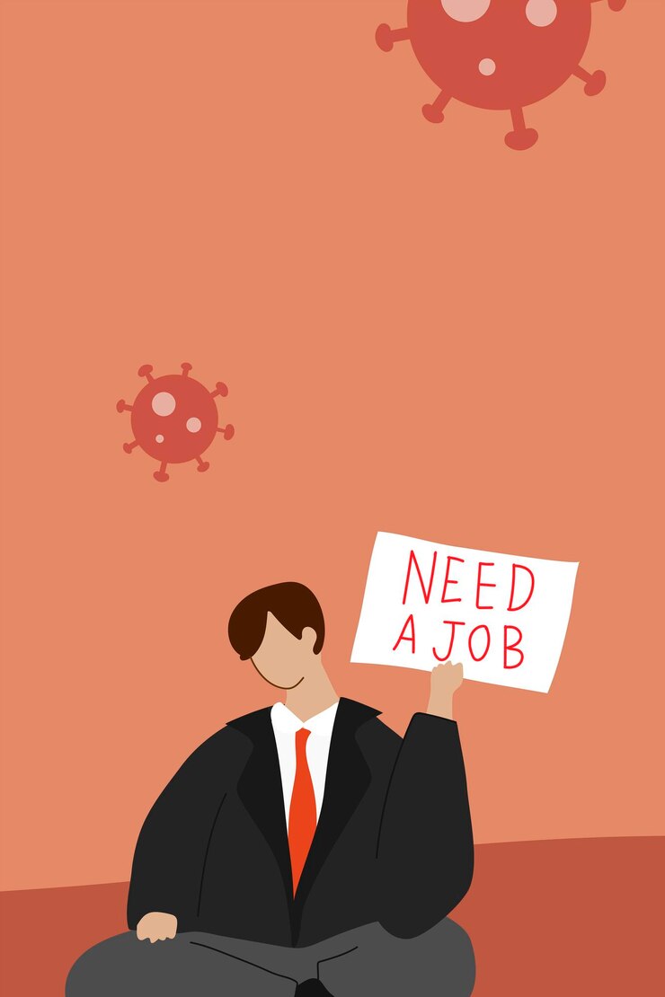 मुफ़्त वेक्टर man needs a job unemployment due to coronavirus vector