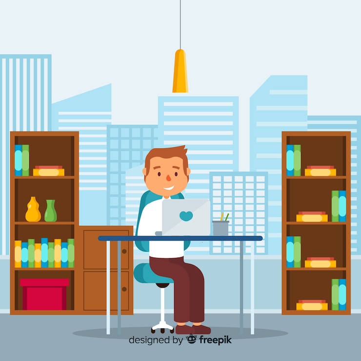 मुफ़्त वेक्टर man at the office background