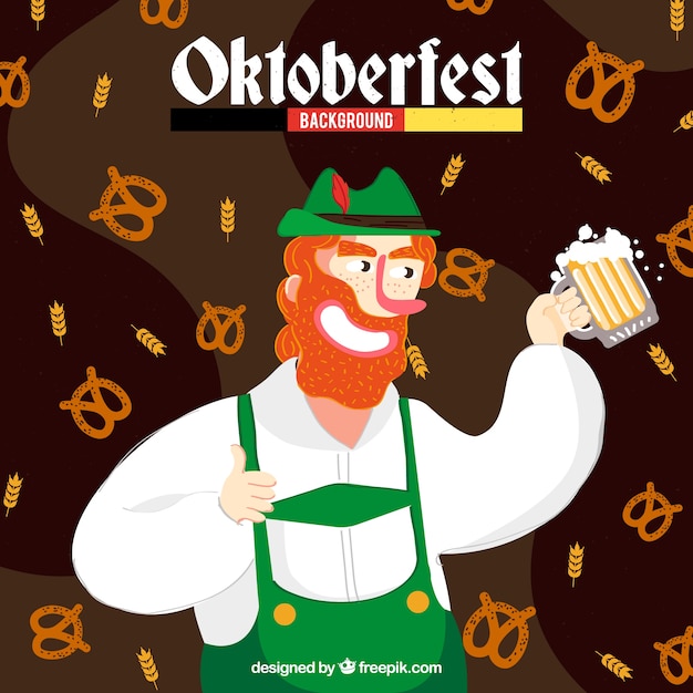 Free vector man in oktoberfest with traditional clothes