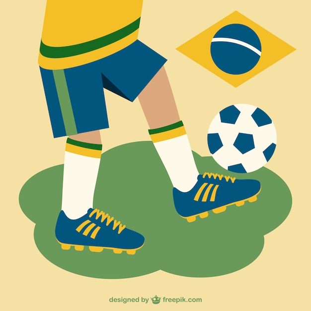 Man playing soccer with brazilian colors