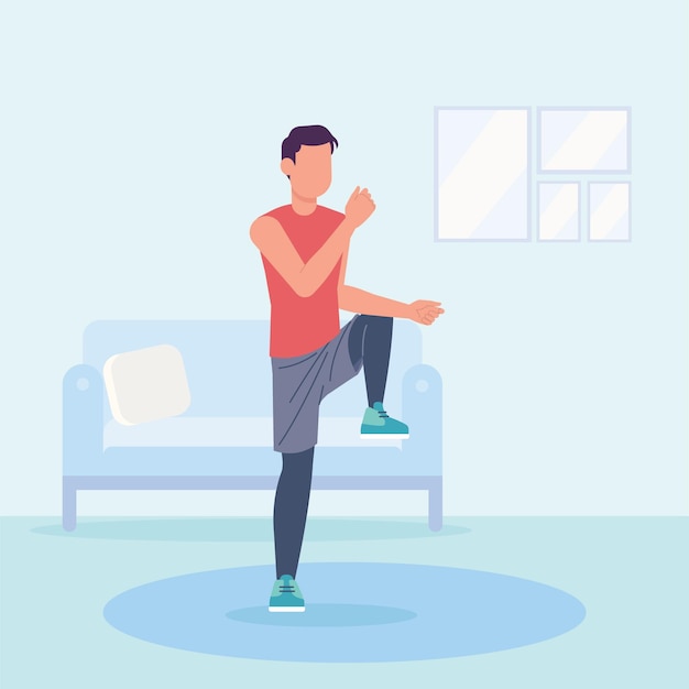 Free vector man practicing dance fitness at home