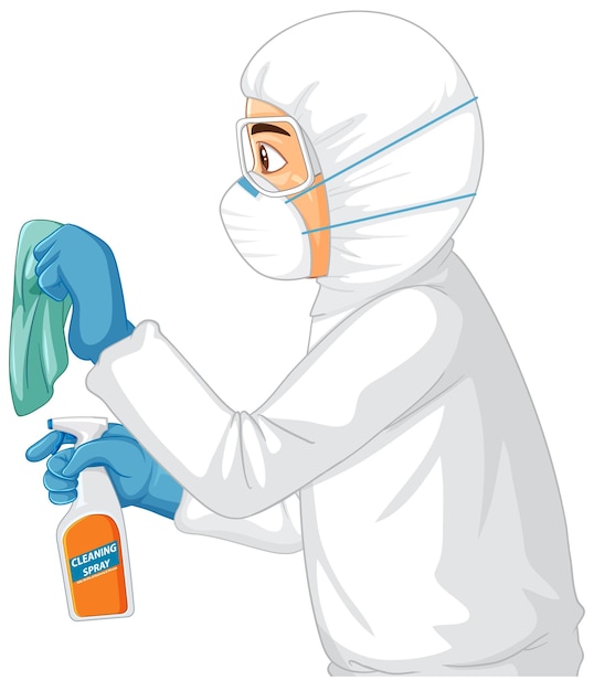 Free vector man in protective hazmat suit