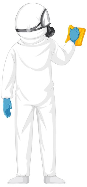 Man in protective hazmat suit