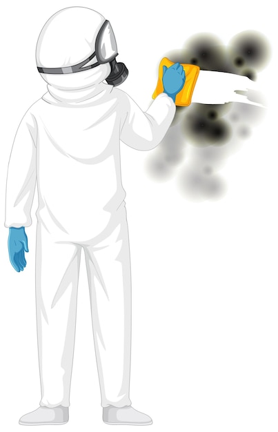 Free vector man in protective hazmat suit