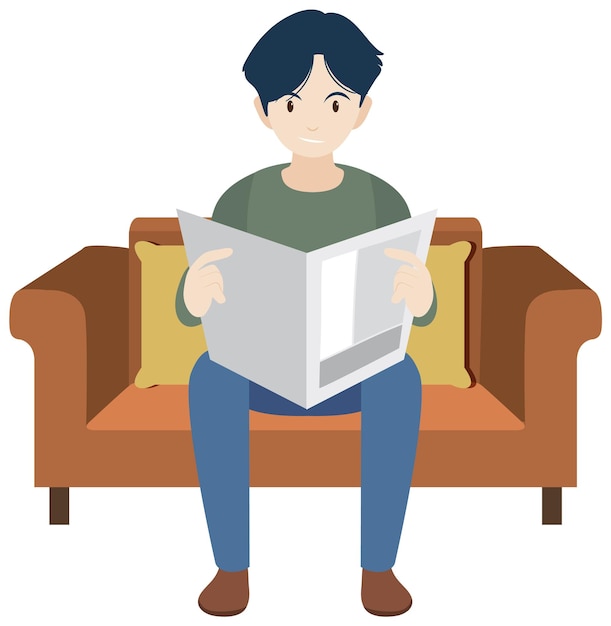 A man reading newspaper flat design