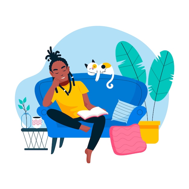 Free vector a man relaxing at home