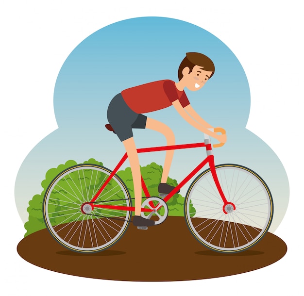 Free vector man riding a bicycle to do exercise