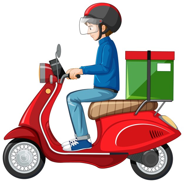 Man riding scooter on white background