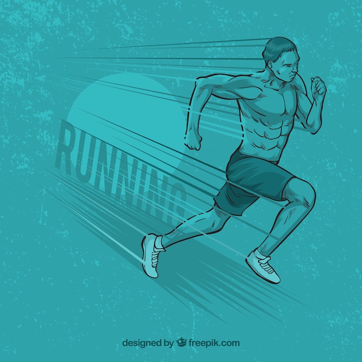 Free Vector man running blue background
