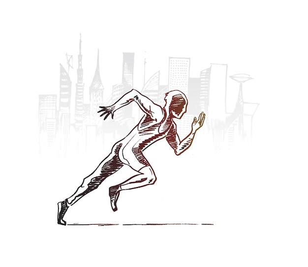 Free vector man running in the urban city fitness workout sport lifestyle concept poster