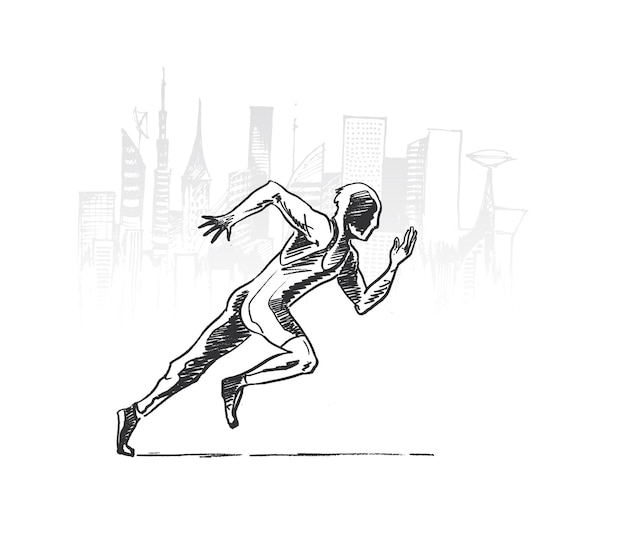 Man running in the urban city fitness workout sport lifestyle\
concept