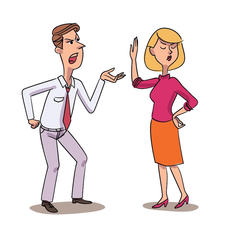 मुफ़्त वेक्टर man shouting on woman abusive despotic husband screaming on scared wife quarreling characters bad family relationship psychological violence abuse alcoholism aggression