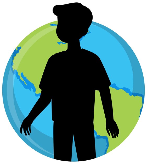 Man silhouette on earth icon