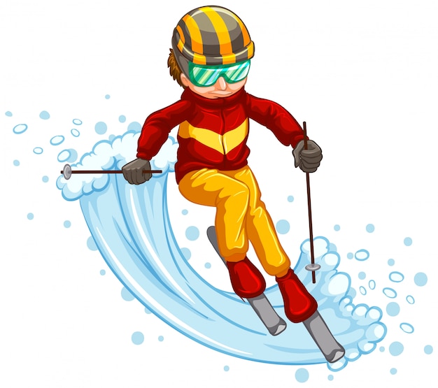 Free vector man skiing isolated concept