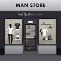 Free vector man sportswear store realistic street view