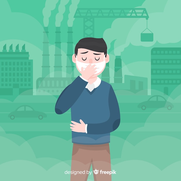 Free vector man suffering contamination flat background