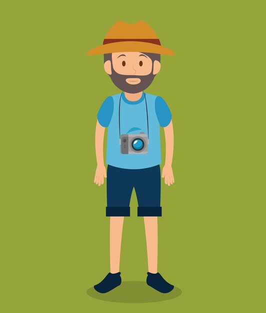 man tourist avatar character