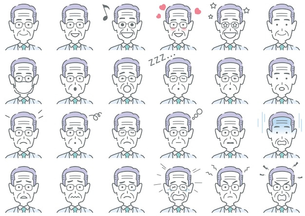 Free vector man various facial expressions set characters isolated