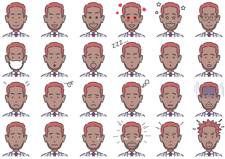 Free Vector man various facial expressions set isolated