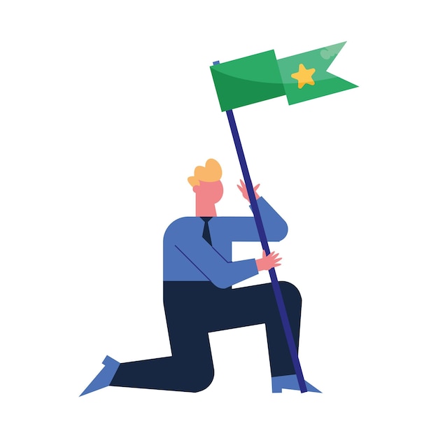 Free vector man waving success flag