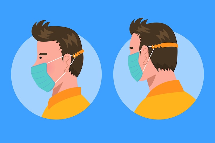 Free Vector man wearing an adjustable face mask strap
