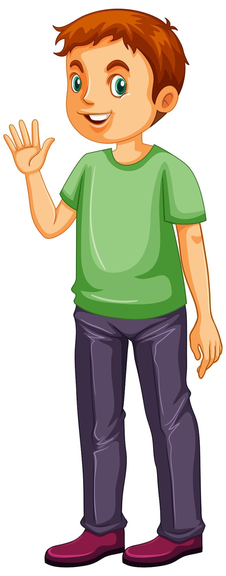 Free Vector a man wearing green t shirt cartoon