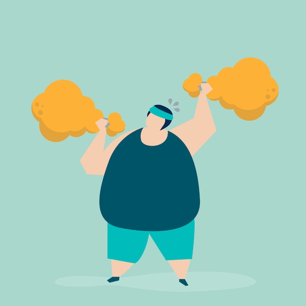 Free vector man weightlifting a fried chicken drumstick illustration