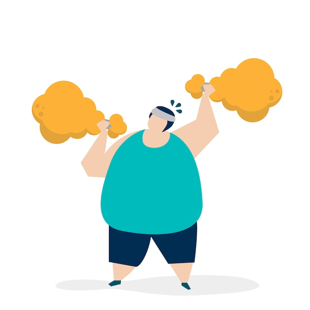 Man weightlifting a fried chicken drumstick illustration