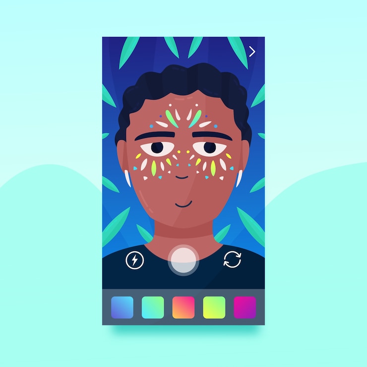 Free Vector man with ar make-up filter for social media