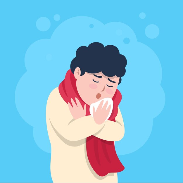 Man with a cold coughing