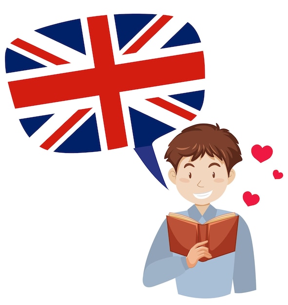 Free vector a man with flag of united kingdom speech bubble