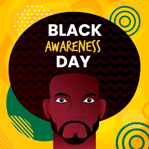 Free vector man with long hair black awareness day