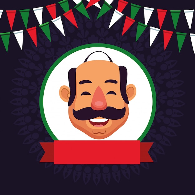 Man with moustache avatar cartoon character