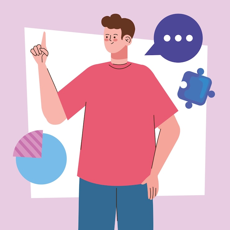 Free Vector man with statistics pie