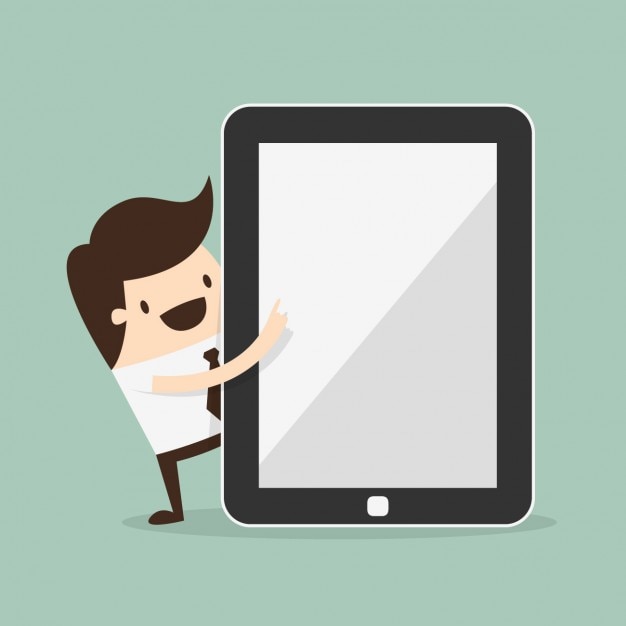 無料Vector タブレットを持つ男