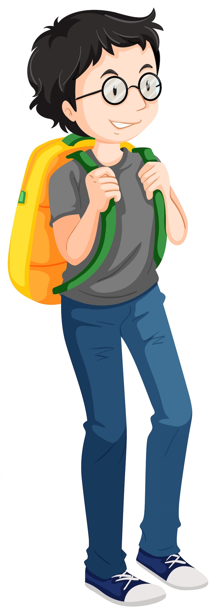 Free Vector man with yellow backpack